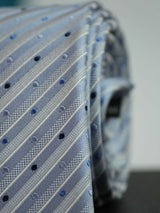 Blue Stripe Woven Silk Necktie - TOSSIDO
