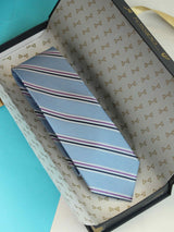 Blue Stripe Woven Silk Necktie - TOSSIDO