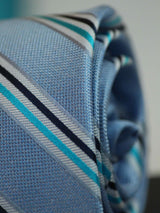 Blue Stripe Woven Silk Necktie - TOSSIDO