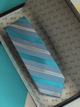 Blue Stripe Woven Silk Necktie - TOSSIDO