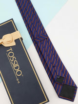 Blue Stripe Woven Silk Necktie - TOSSIDO