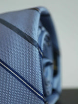 Blue Stripe Woven Silk Necktie - TOSSIDO