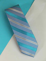 Blue Stripe Woven Silk Necktie - TOSSIDO