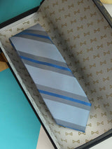 Blue Stripe Woven Silk Necktie - TOSSIDO