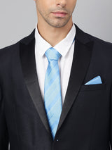Blue Striped Necktie & Pocket Square Giftset - TOSSIDO