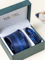 Blue Stripes Necktie Gift - set - TOSSIDO