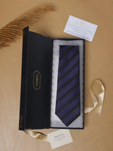 Blue Stripes Teflon Silk Necktie - TOSSIDO