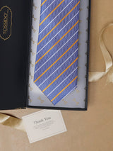 Blue Stripes Teflon Silk Necktie - TOSSIDO