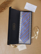 Blue Stripes Teflon Silk Necktie - TOSSIDO
