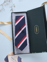 Blue Stripes Woven Silk Necktie - TOSSIDO
