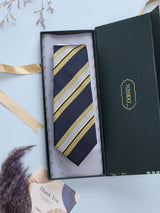 Blue Stripes Woven Silk Necktie - TOSSIDO