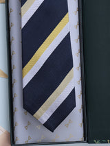 Blue Stripes Woven Silk Necktie - TOSSIDO