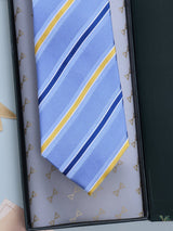 Blue Stripes Woven Silk Necktie - TOSSIDO