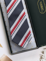 Blue Stripes Woven Silk Necktie - TOSSIDO