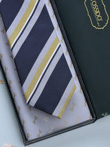 Blue Stripes Woven Silk Necktie - TOSSIDO