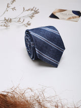 Blue Stripes Woven Silk Necktie - TOSSIDO