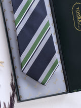 Blue Stripes Woven Silk Necktie - TOSSIDO