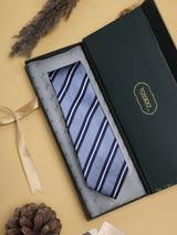 Blue Stripes Woven Silk Necktie - TOSSIDO