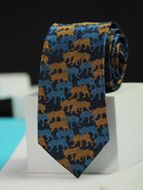 Blue Tiger Handmade Silk Necktie - TOSSIDO