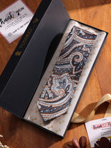 Blue & White Floral Printed Necktie - TOSSIDO