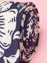 Blue & White Floral Printed Silk Tie - TOSSIDO