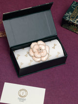 Blush Enamel Pearl Camellia Brooch - TOSSIDO
