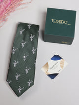 Bottle Green Stag Motif Necktie
