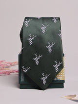 Bottle Green Stag Motif Necktie
