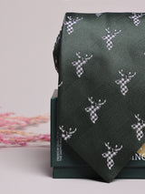 Bottle Green Stag Motif Necktie