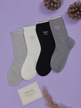 Bow Embroidered Socks – Pack of 4