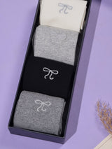Bow Embroidered Socks – Pack of 4 - TOSSIDO