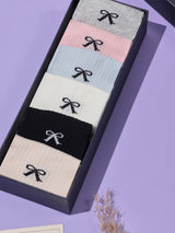 Bow Print No-Show Socks – Pack of 6 - TOSSIDO