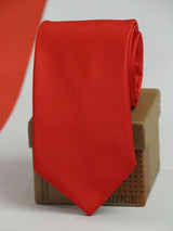 Bright Red solid necktie in woven microfiber, close-up