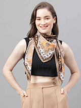 Brown & Beige Floral Scarf & Scarf Bag Set - TOSSIDO
