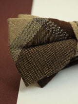Brown Check Bowtie & Pocket Square Set - TOSSIDO