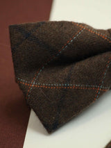 Brown Check Bowtie & Pocket Square Set - TOSSIDO