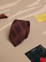 Brown Check Micro Fiber Necktie - TOSSIDO