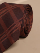 Brown Check Micro Fiber Necktie - TOSSIDO