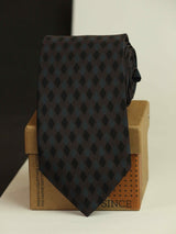 Brown check necktie in printed microfiber, close-up