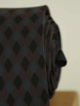 Brown check necktie in printed microfiber, tied view