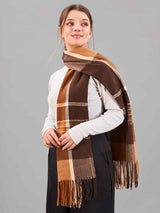 Brown Check Woolen Muffler - TOSSIDO