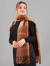 Brown Check Woolen Muffler - TOSSIDO