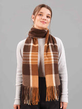 Brown Check Woolen Muffler - TOSSIDO