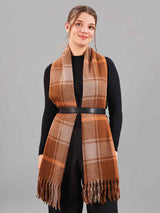 Brown Check Woolen Muffler - TOSSIDO