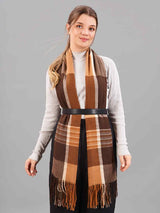 Brown Check Woolen Muffler - TOSSIDO