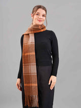 Brown Check Woolen Muffler - TOSSIDO
