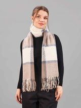 Brown Check Woolen Muffler - TOSSIDO