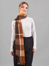 Brown Check Woolen Muffler - TOSSIDO