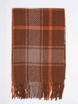 Brown Check Woolen Muffler - TOSSIDO