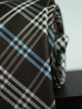 Brown Check Woven Silk Necktie - TOSSIDO